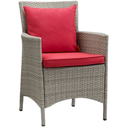 Conduit Outdoor Patio Wicker Rattan Dining Armchair Set of 2 in Light Gray Red