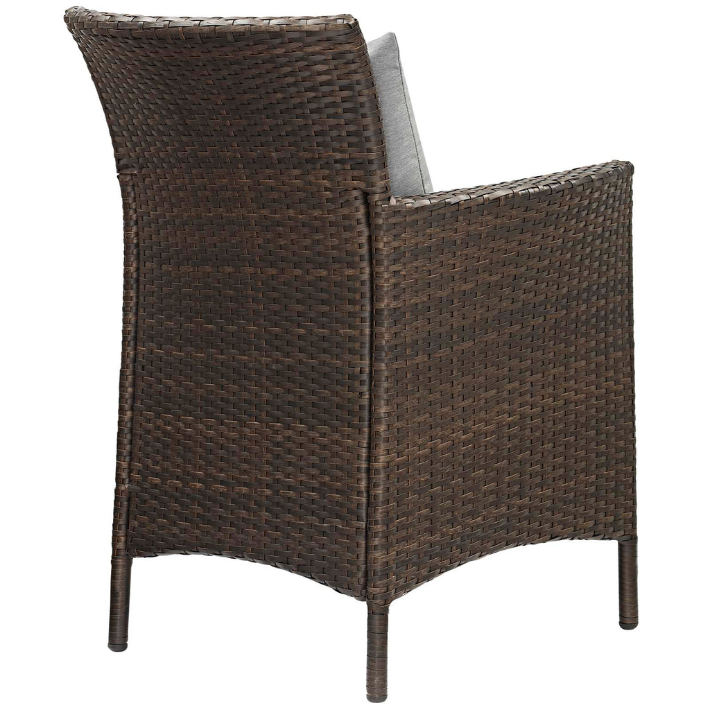 Conduit Outdoor Patio Wicker Rattan Dining Armchair Set of 2 in Brown Gray