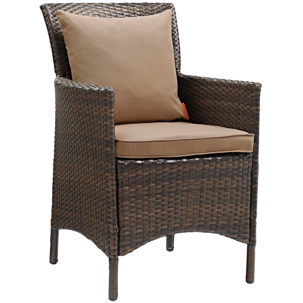 Conduit Outdoor Patio Wicker Rattan Dining Armchair Set of 2 in Brown Mocha