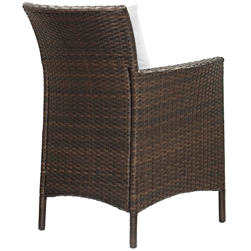 Conduit Outdoor Patio Wicker Rattan Dining Armchair Set of 2 in Brown White