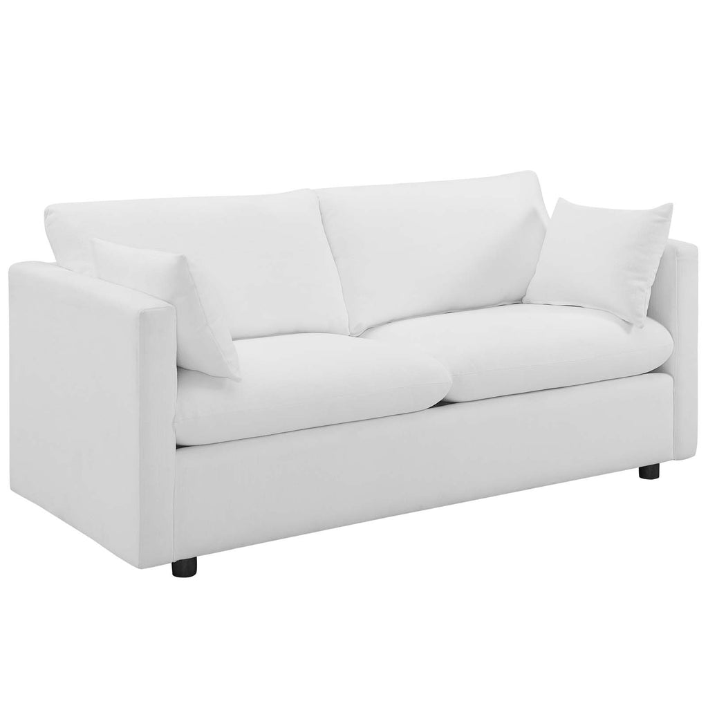 Activate Upholstered Fabric Sofa and Armchair Set in White