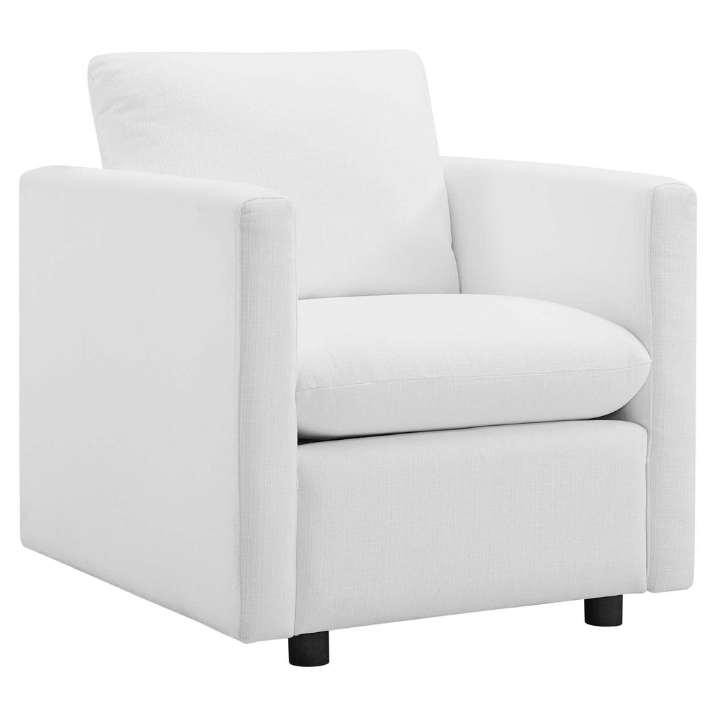 Activate Upholstered Fabric Sofa and Armchair Set in White