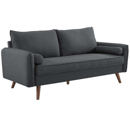 Revive Upholstered Fabric Sofa and Loveseat Set in Gray
