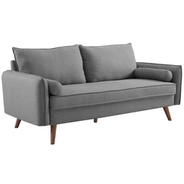 Revive Upholstered Fabric Sofa and Loveseat Set in Light gray
