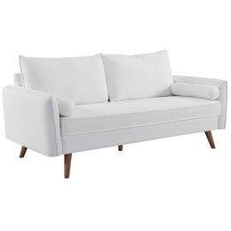Revive Upholstered Fabric Sofa and Loveseat Set in White