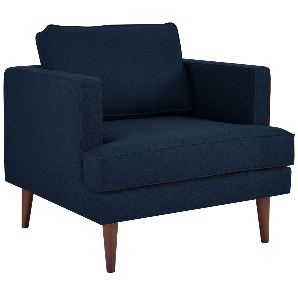 Agile Upholstered Fabric Armchair Set of 2 in Blue
