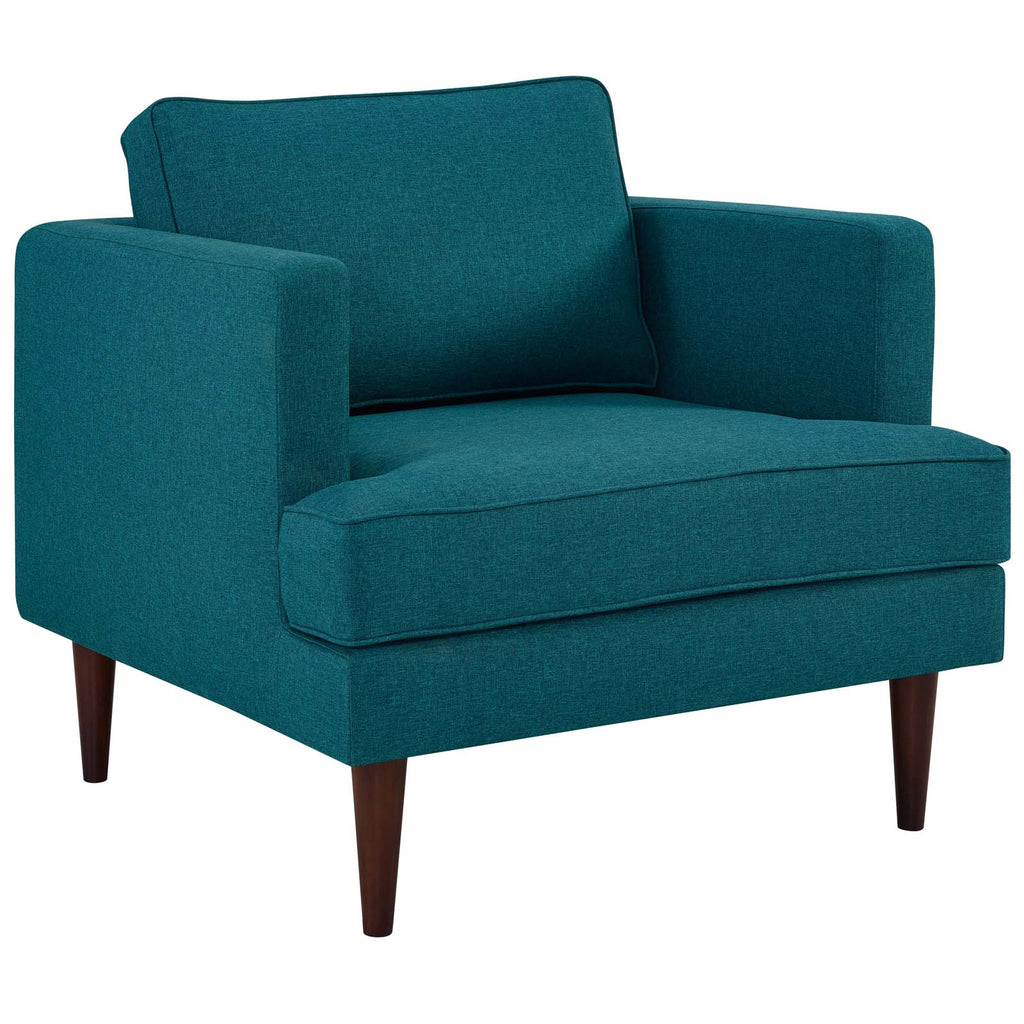 Agile Upholstered Fabric Sofa and Armchair Set in Teal