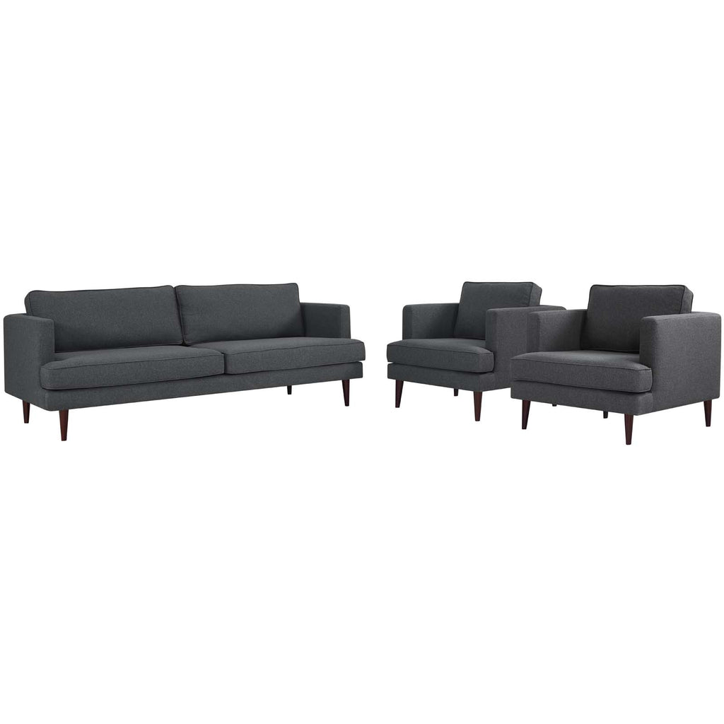 Agile 3 Piece Upholstered Fabric Set in Gray