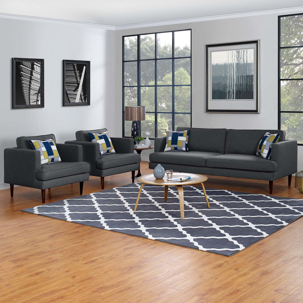 Agile 3 Piece Upholstered Fabric Set in Gray