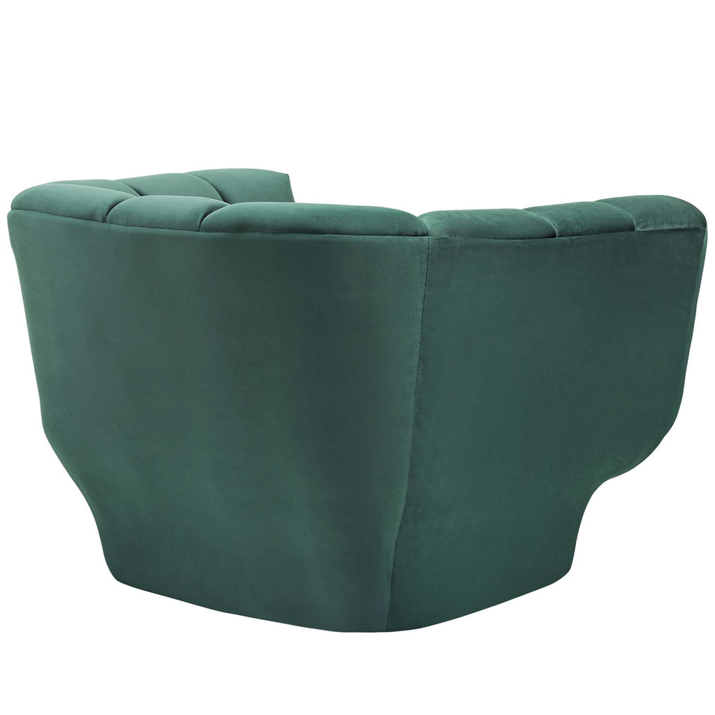 Entertain Vertical Channel Tufted Performance Velvet Armchair Set of 2 in Green