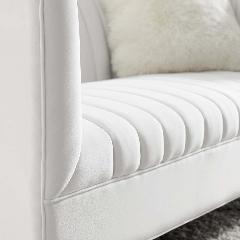 Shift Channel Tufted Performance Velvet Loveseat in White