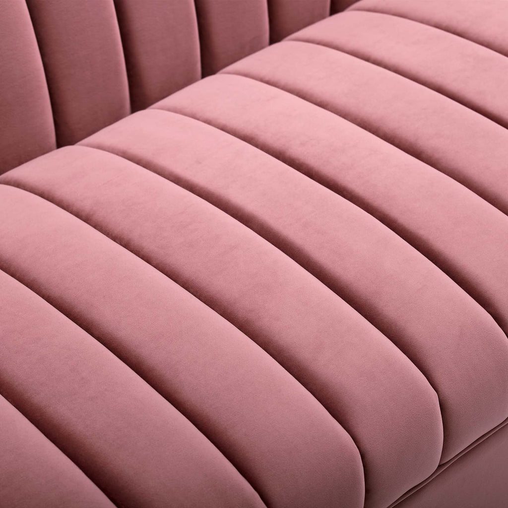 Shift Channel Tufted Performance Velvet Sofa in Dusty Rose