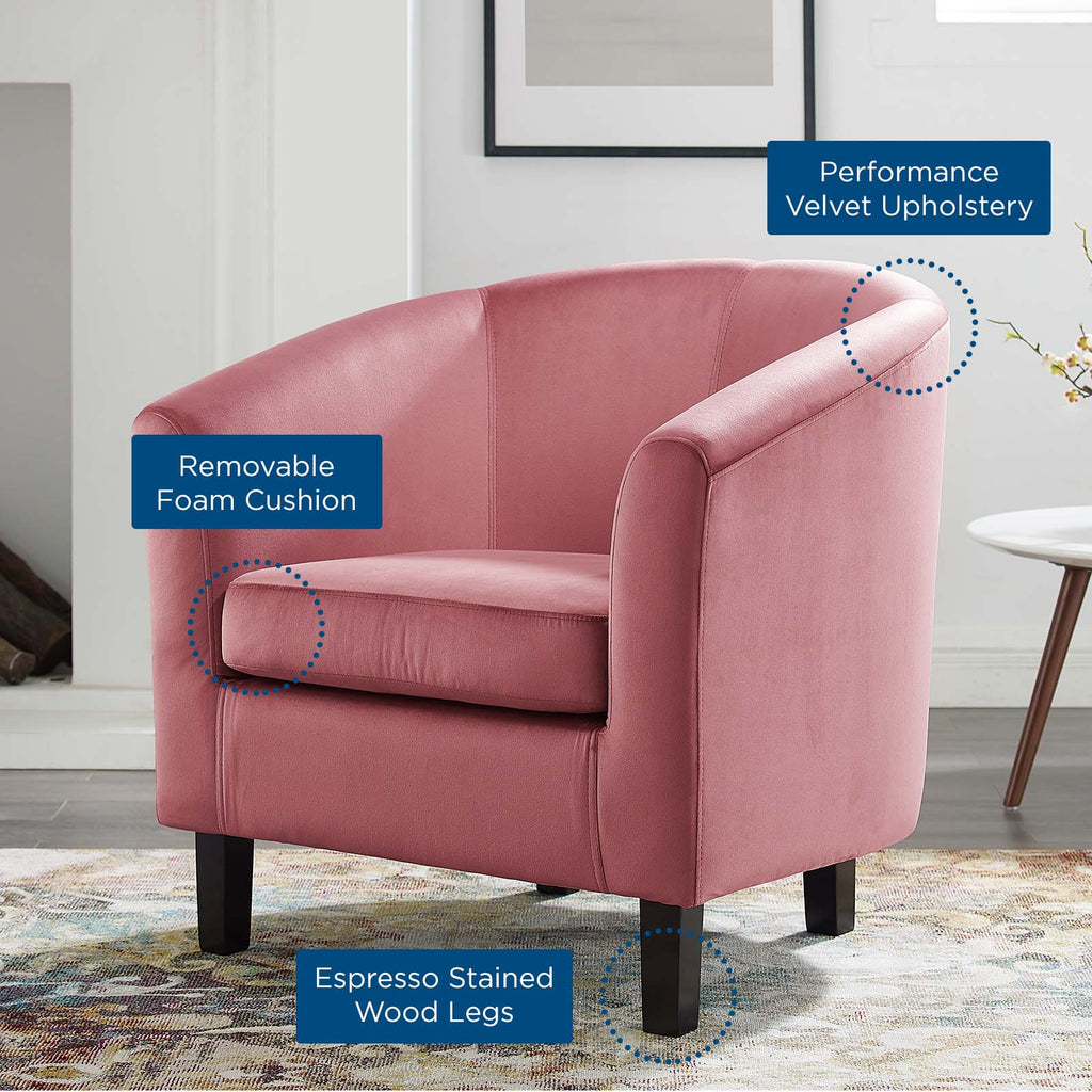 Prospect Performance Velvet Armchair in Dusty Rose-1