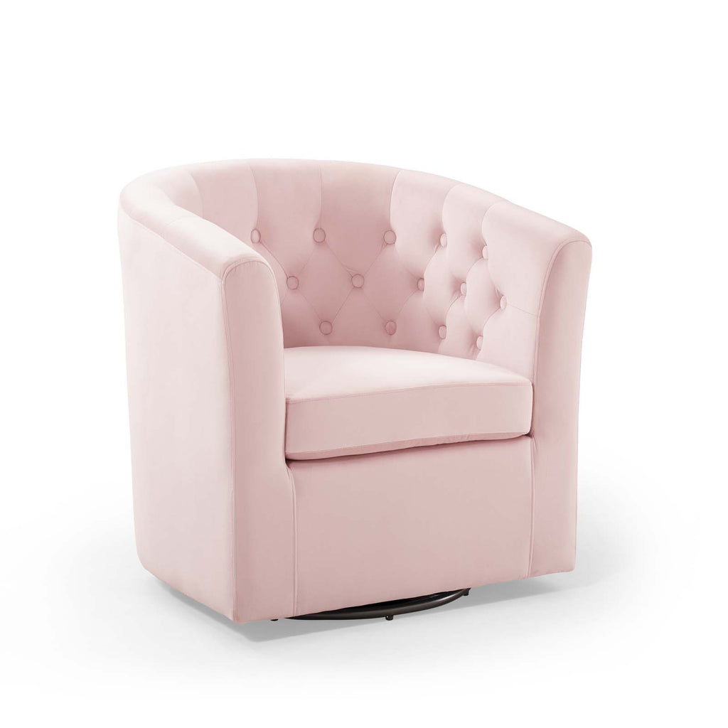 Prospect Tufted Performance Velvet Swivel Armchair in Pink