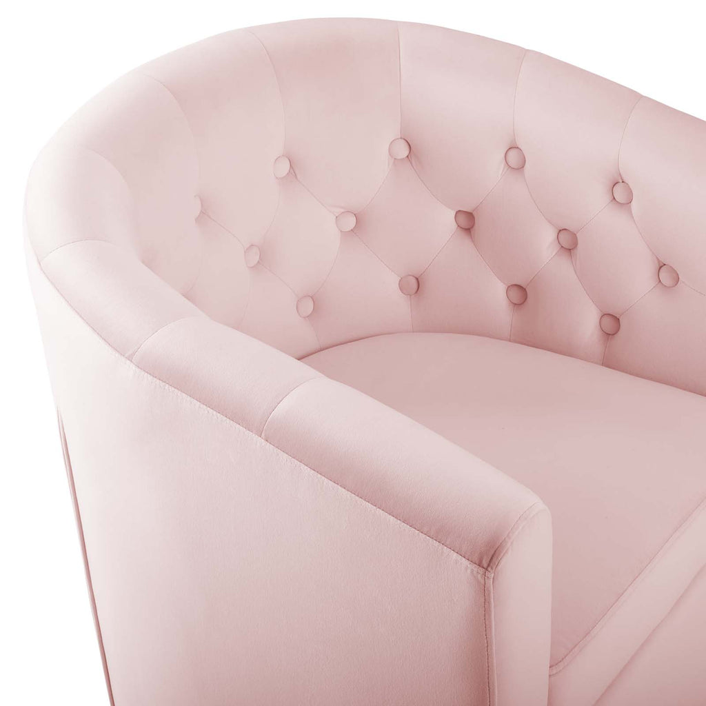 Prospect Tufted Performance Velvet Swivel Armchair in Pink