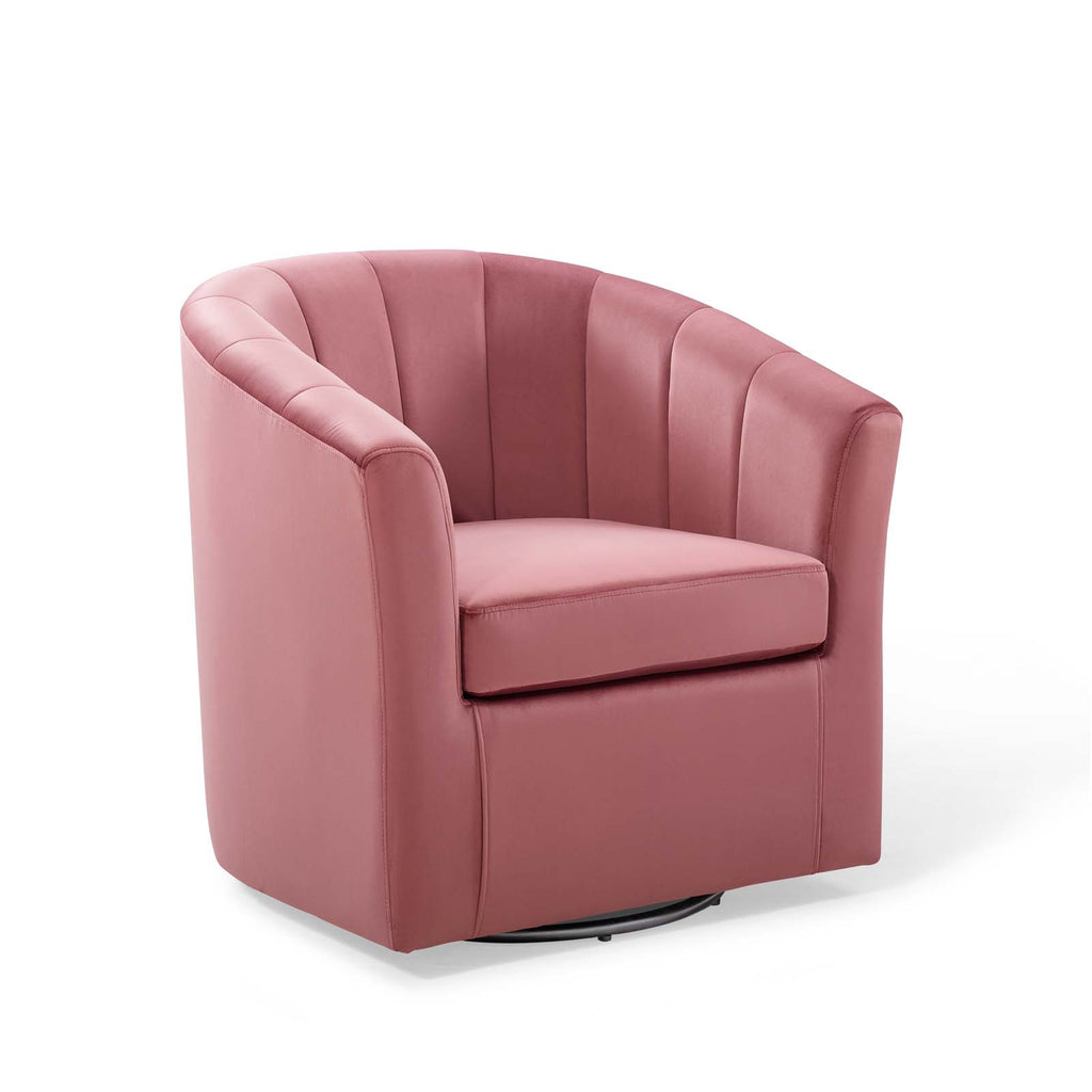 Prospect Performance Velvet Swivel Armchair in Dusty Rose