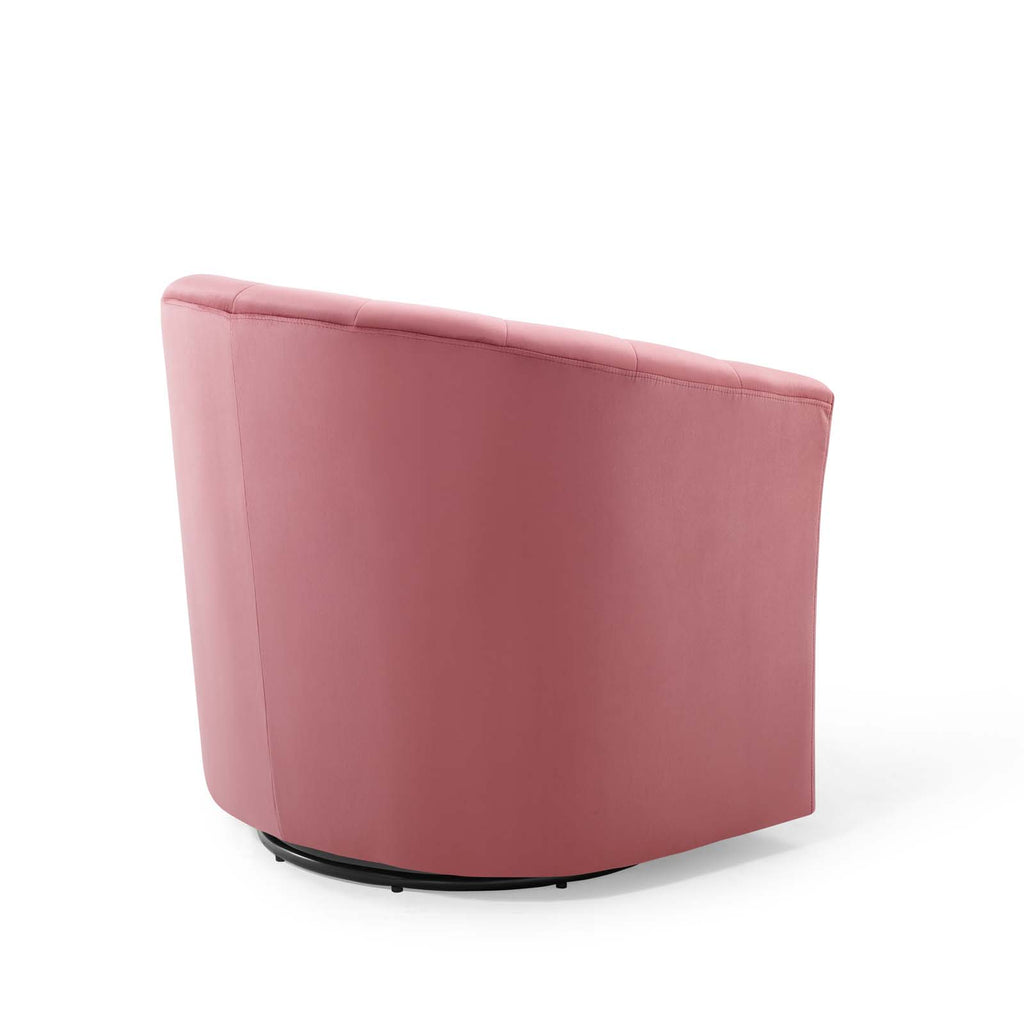 Prospect Performance Velvet Swivel Armchair in Dusty Rose