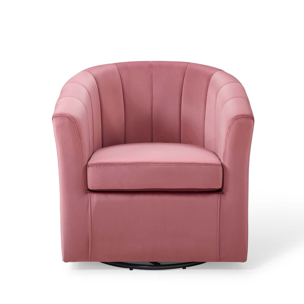 Prospect Performance Velvet Swivel Armchair in Dusty Rose