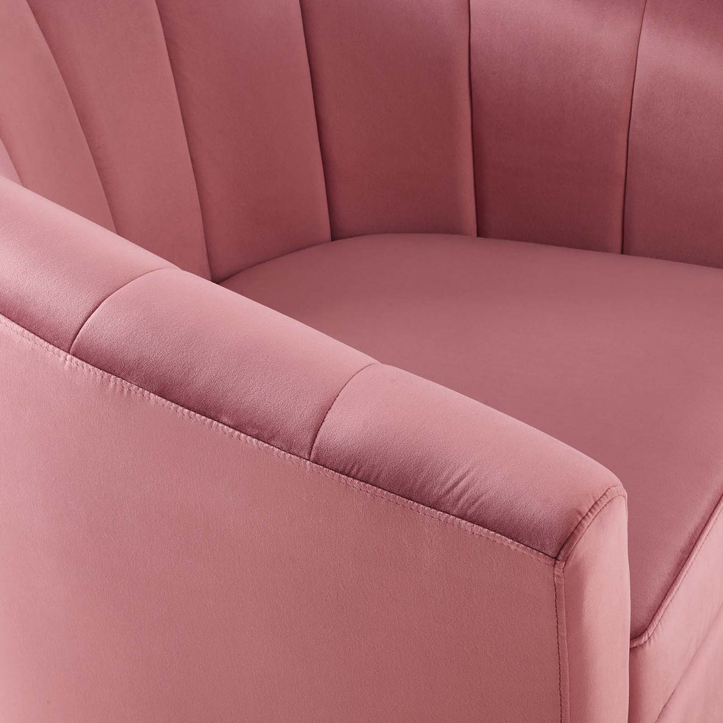 Prospect Performance Velvet Swivel Armchair in Dusty Rose