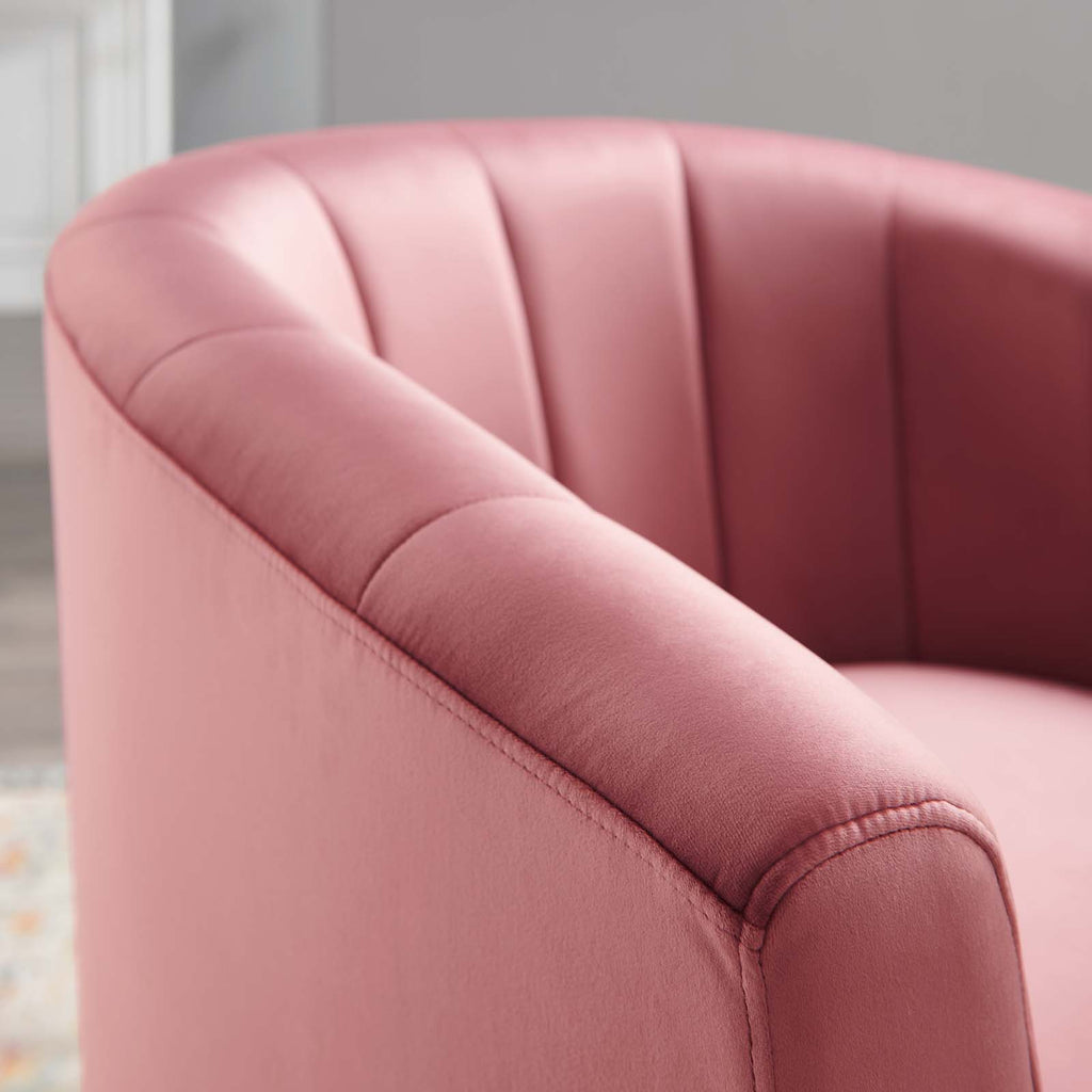 Prospect Performance Velvet Swivel Armchair in Dusty Rose