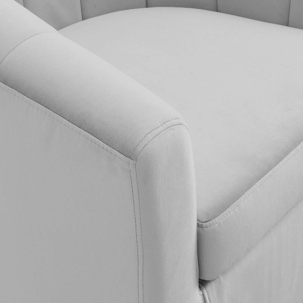 Prospect Performance Velvet Swivel Armchair in Light Gray