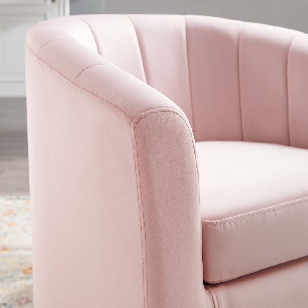 Prospect Performance Velvet Swivel Armchair in Pink