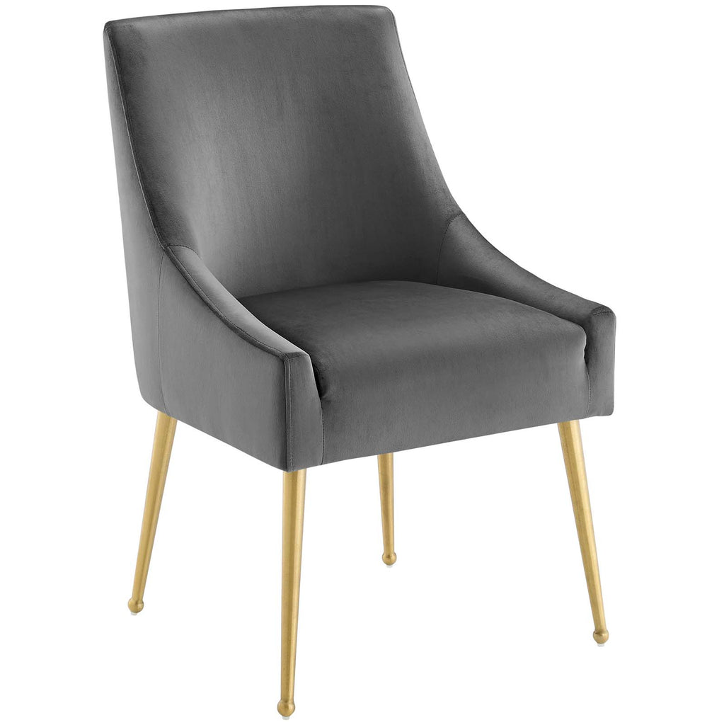 Discern Upholstered Performance Velvet Dining Chair Set of 2 in Gray