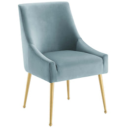 Discern Upholstered Performance Velvet Dining Chair Set of 2 in Light Blue