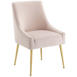 Discern Upholstered Performance Velvet Dining Chair Set of 2 in Pink