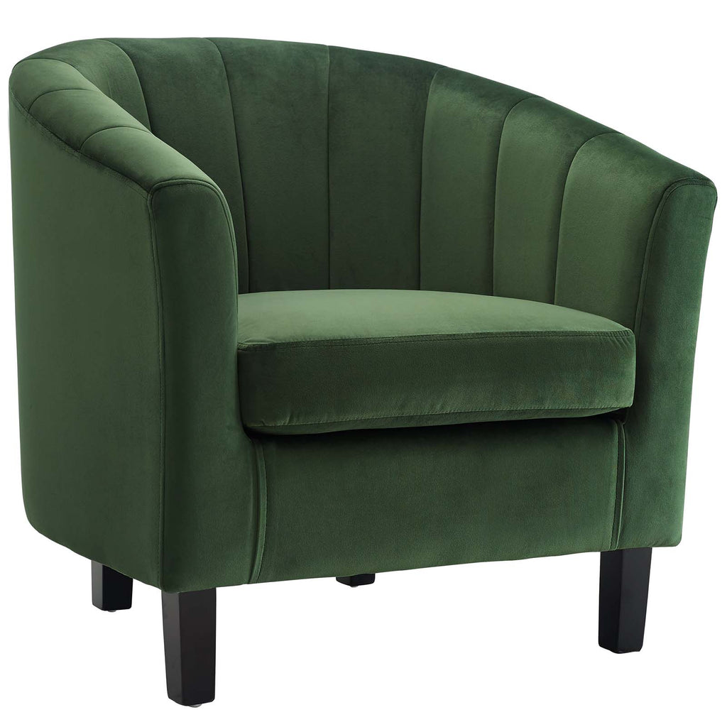 Prospect Channel Tufted Performance Velvet Armchair Set of 2 in Emerald