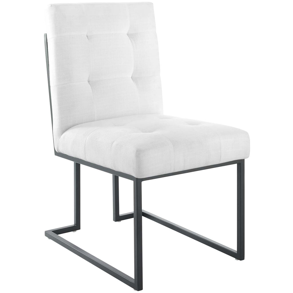 Privy Black Stainless Steel Upholstered Fabric Dining Chair Set of 2 in Black White
