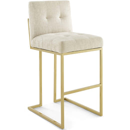 Privy Gold Stainless Steel Performance Velvet Bar Stool Set of 2 in Gold Beige