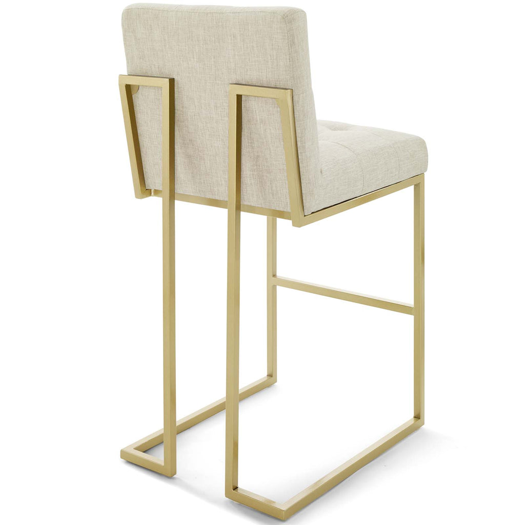 Privy Gold Stainless Steel Performance Velvet Bar Stool Set of 2 in Gold Beige