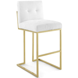 Privy Gold Stainless Steel Performance Velvet Bar Stool Set of 2 in Gold White