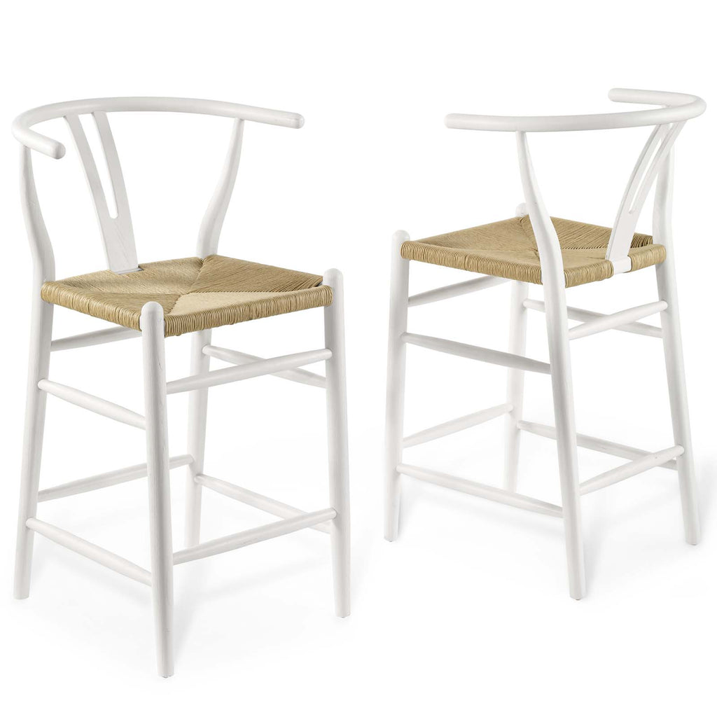 Amish Wood Counter Stool Set of 2 in White