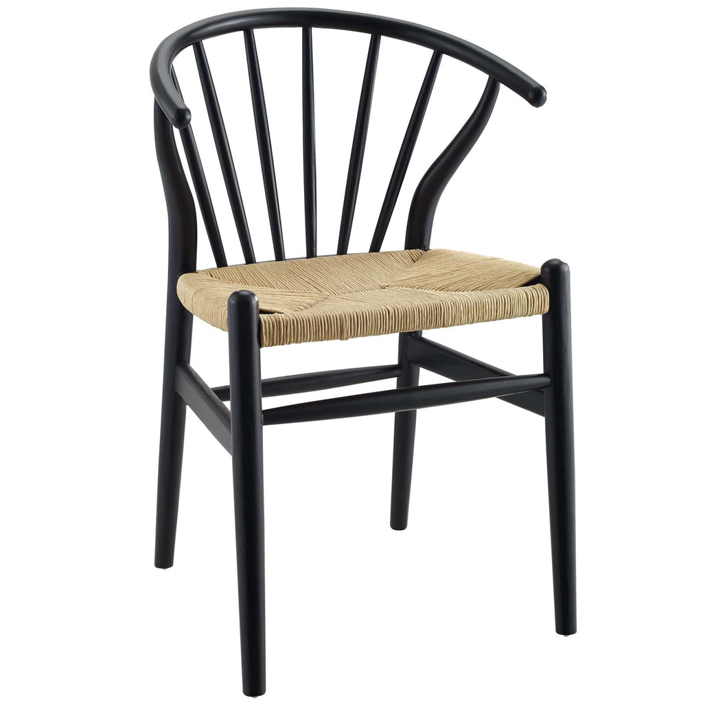 Flourish Spindle Wood Dining Side Chair Set of 2 in Black