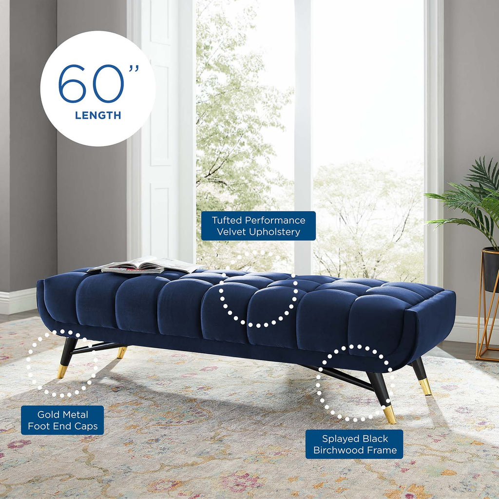 Adept 60" Performance Velvet Bench in Midnight Blue