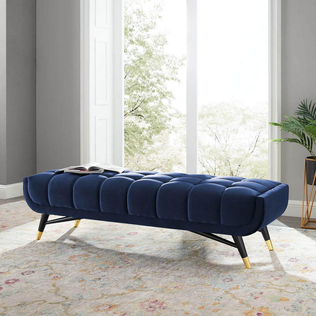 Adept 60" Performance Velvet Bench in Midnight Blue