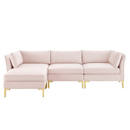 Ardent 4-Piece Performance Velvet Sectional Sofa in Pink