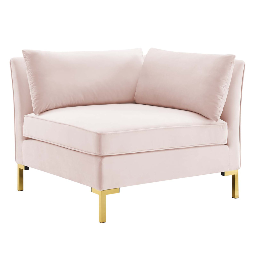 Ardent 4-Piece Performance Velvet Sectional Sofa in Pink