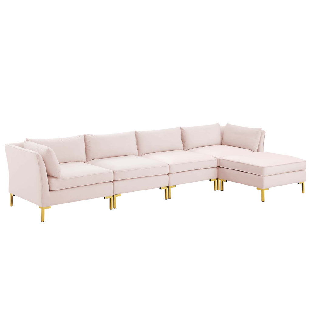 Ardent 5-Piece Performance Velvet Sectional Sofa in Pink-3