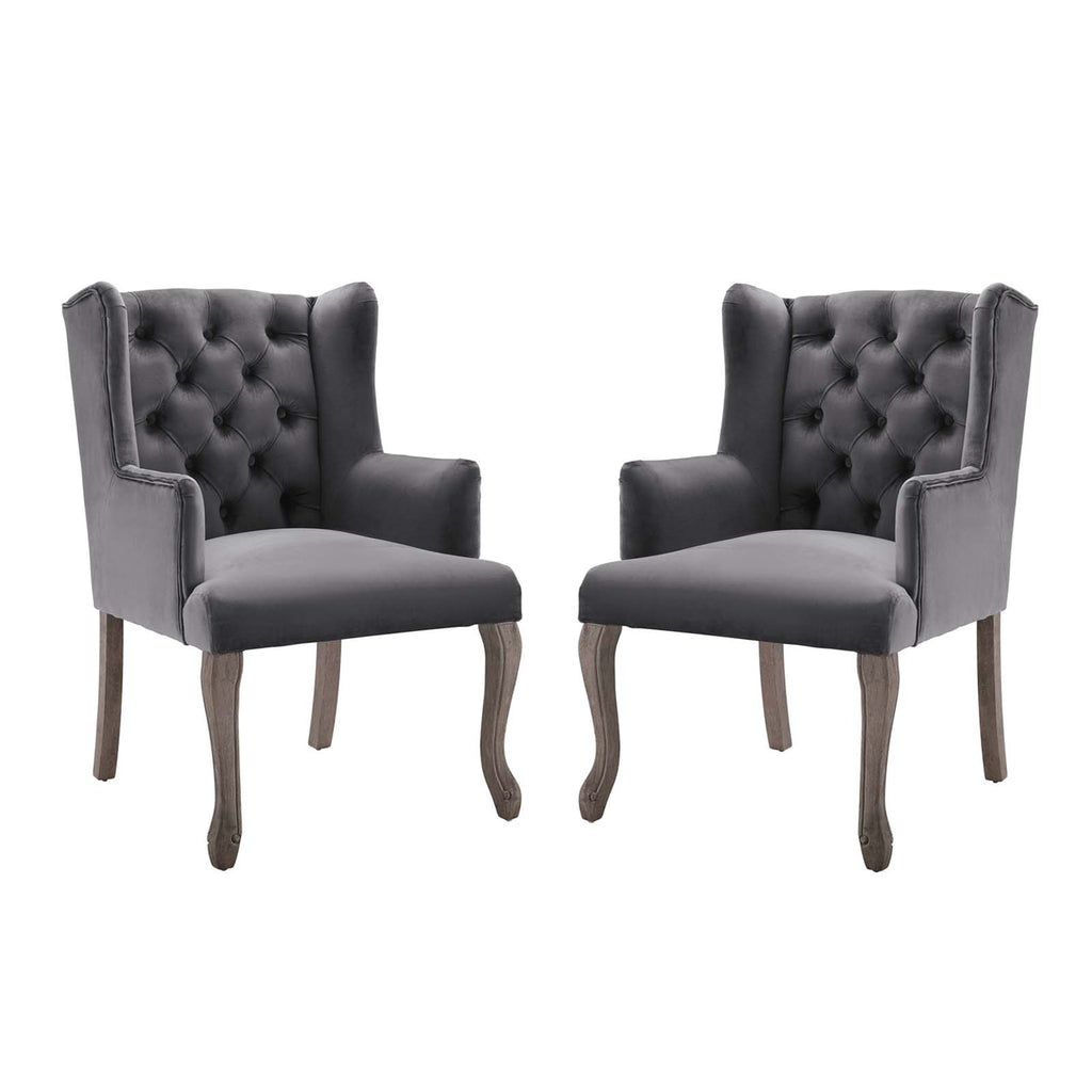 Realm Armchair Performance Velvet Set of 2 in Gray