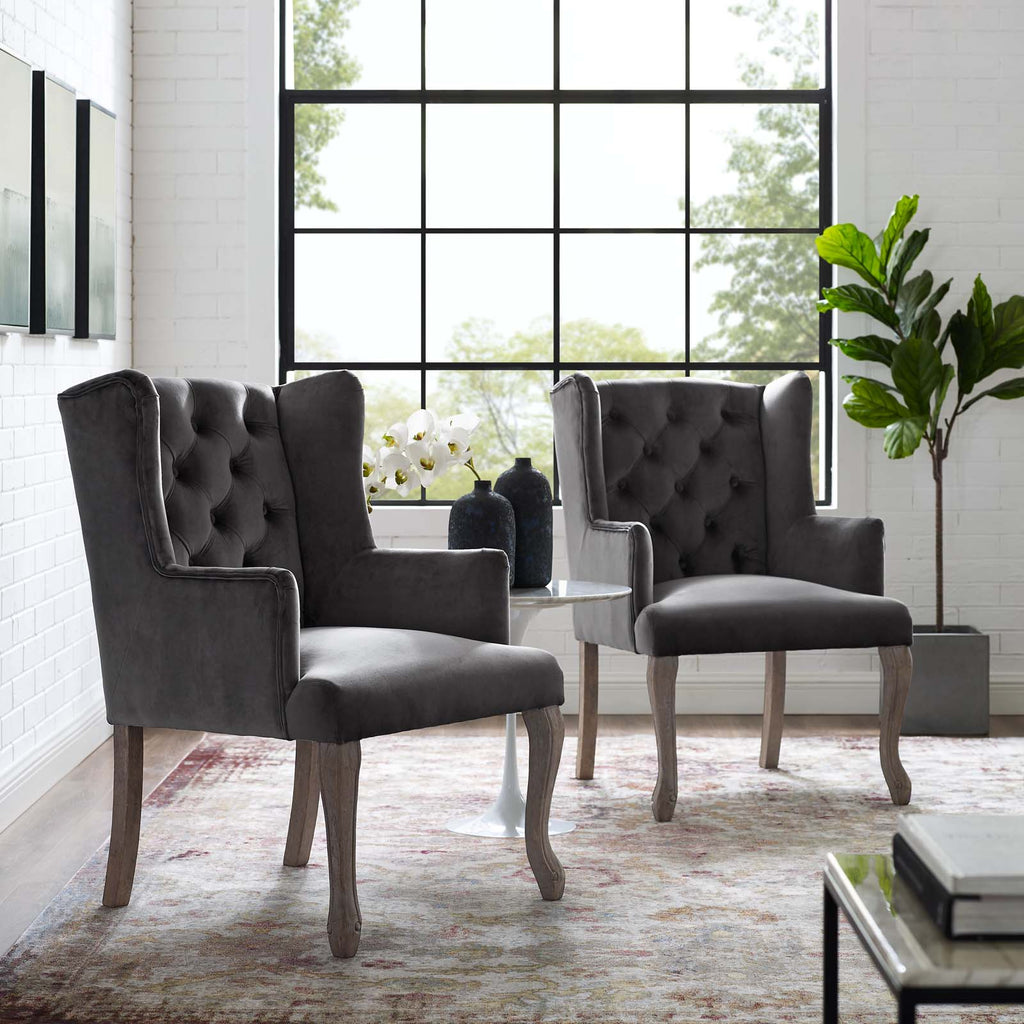 Realm Armchair Performance Velvet Set of 2 in Gray