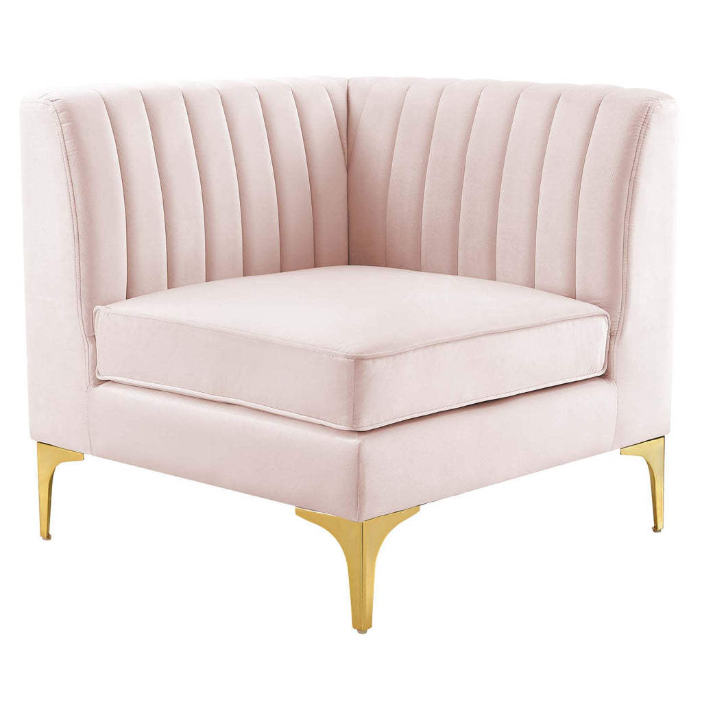 Triumph Channel Tufted Performance Velvet Loveseat in Pink