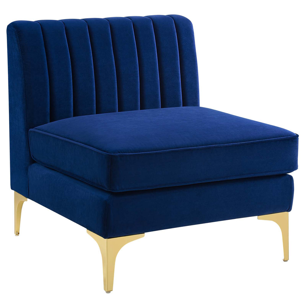 Triumph Channel Tufted Performance Velvet 4-Seater Sofa in Navy
