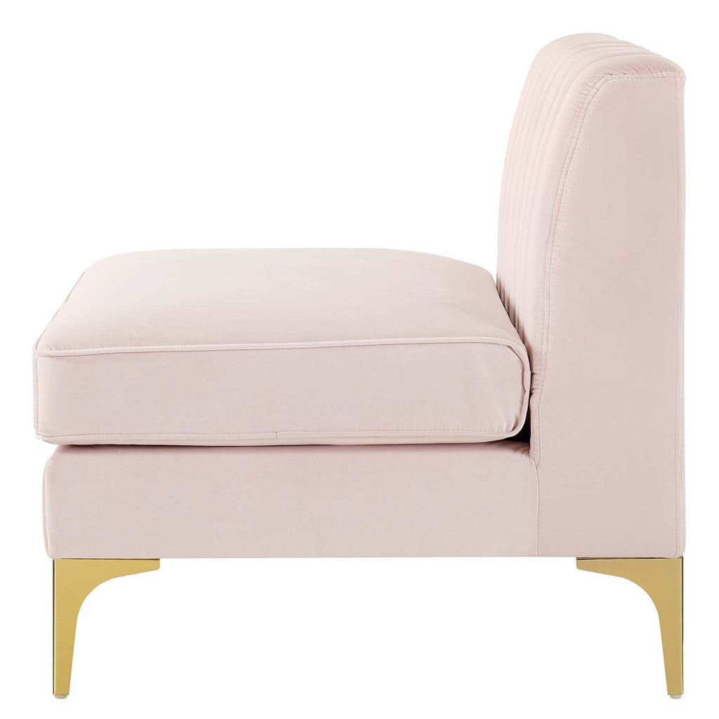 Triumph Channel Tufted Performance Velvet 4-Seater Sofa in Pink