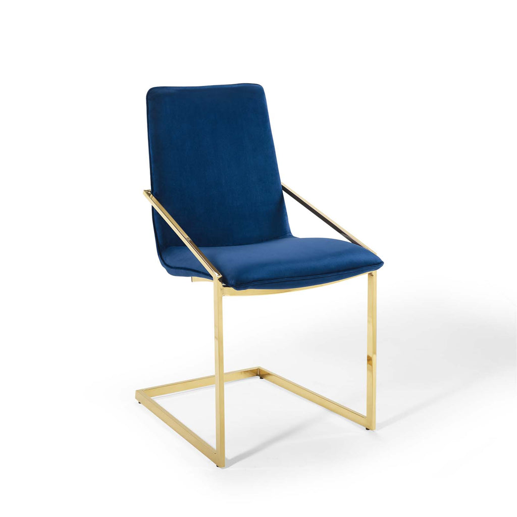 Pitch Dining Armchair Performance Velvet Set of 2 in Gold Navy