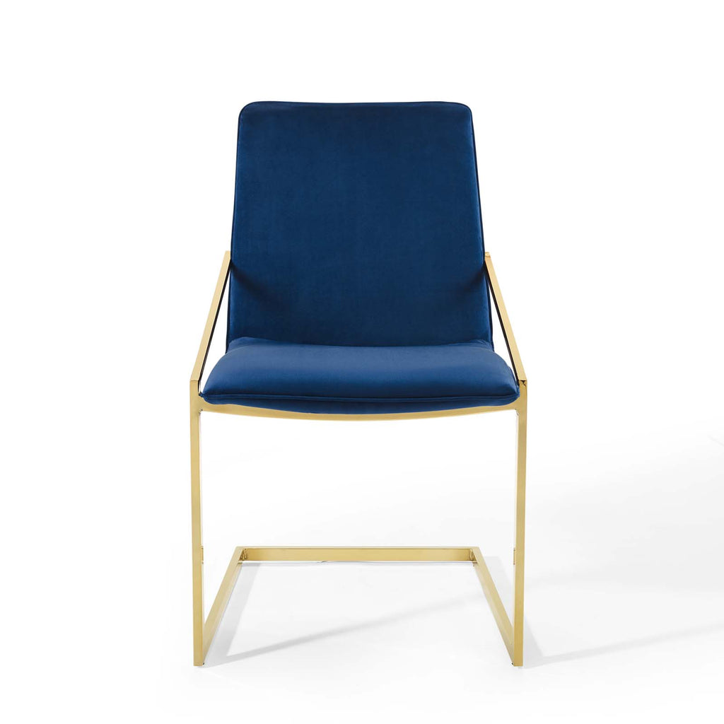 Pitch Dining Armchair Performance Velvet Set of 2 in Gold Navy