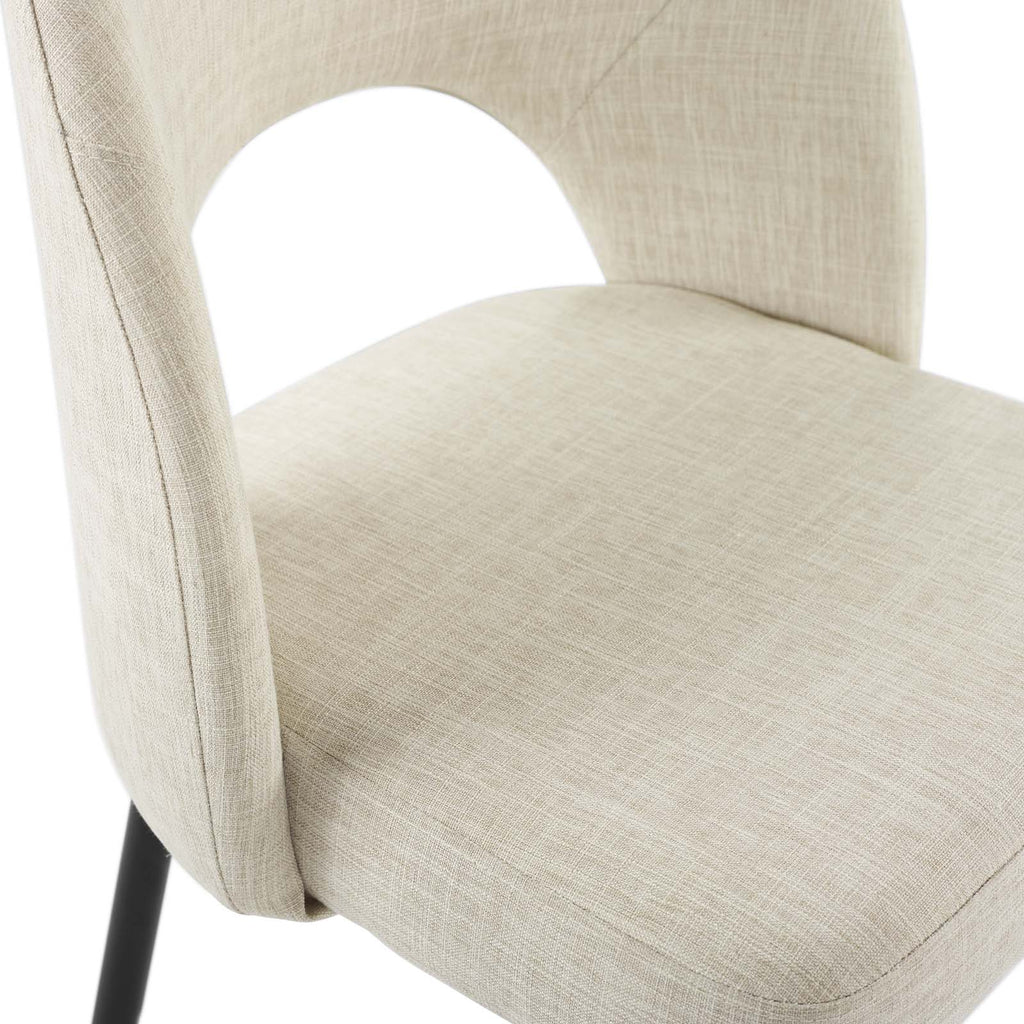 Rouse Dining Side Chair Upholstered Fabric Set of 2 in Black Beige