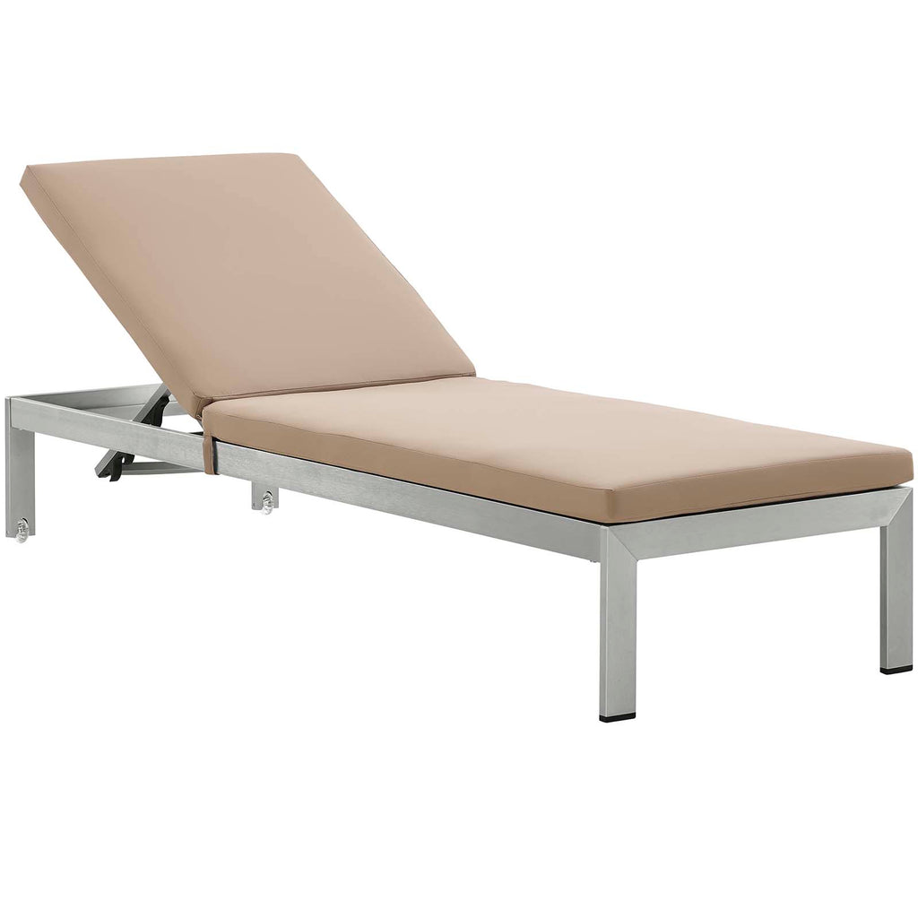 Shore Outdoor Patio Aluminum Chaise with Cushions in Silver Mocha-2